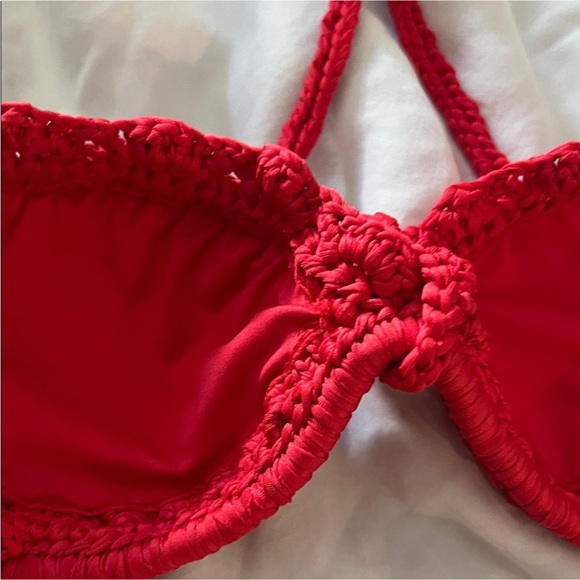 NWT Anthropologie Peixoto Red Crochet Bikini - Picture 7 of 10